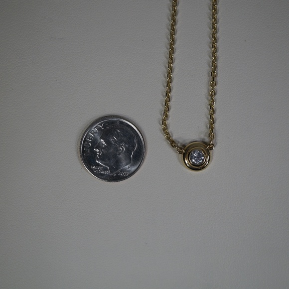 14KY Gold 1/3ct. Bezel Set Diamond 18" Necklace - Picture 6 of 6